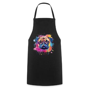 Lebendiges Mops-Splash-Porträt - Kochschürze - Schwarz - Vorne - AI Model Male 185 dark (185cm)
