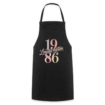 Limited Edition 1986 Geburtstag - Kochschürze - Schwarz - Vorne - AI Model Male 185 dark (185cm)