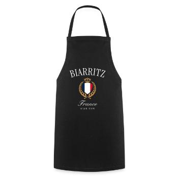 Biarritz Frankreich Wappen Krone – Reise Souvenir - Kochschürze - Schwarz - Vorne - AI Model Male 185 dark (185cm)