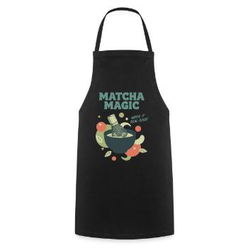 Matcha Magic Schlag es richtig gut, grüner Tee Matcha - Kochschürze - Schwarz - Vorne - AI Model Male 185 dark (185cm)