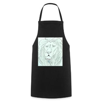 Dessin de tête de lion pur - Tablier de cuisine - noir - Devant - AI Model Male 185 dark (185cm)