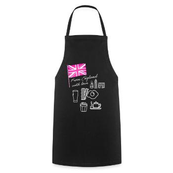 EXANGLIA (Pink + Weiß) - Kochschürze - Schwarz - Vorne - AI Model Male 185 dark (185cm)