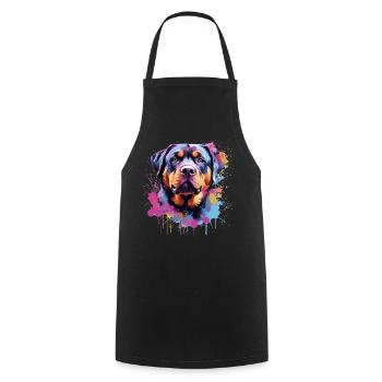 Rottweiler Bunker Splash Art Hund - Kochschürze - Schwarz - Vorne - AI Model Male 185 dark (185cm)