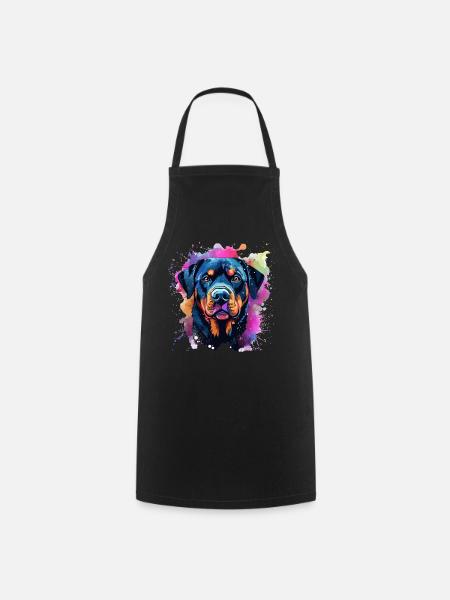 Lebendiger Rottie-Porträt-Spritzer - Kochschürze - Schwarz