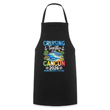 Croisière ensemble Cancún 2026 - Tablier de cuisine - noir - Devant - AI Model Male 185 dark (185cm)