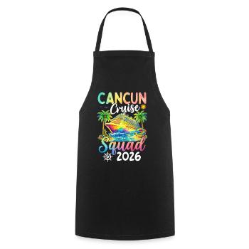 Équipe de croisière de Cancún 2026 - Tablier de cuisine - noir - Devant - AI Model Male 185 dark (185cm)