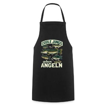 Coole Jungs gehen Angeln Vintage Fische - Kochschürze - Schwarz - Vorne - AI Model Male 185 dark (185cm)