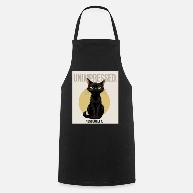 Unimpressed. – Sarcastic Black Cat Design - Cooking Apron - black