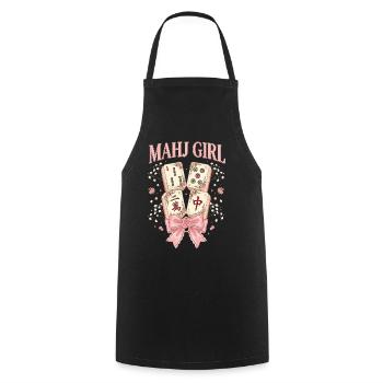 Mahj Girl Mahjong Lover Mahjong Player - Cooking Apron - black - Front - AI Model Male 185 dark (185cm)