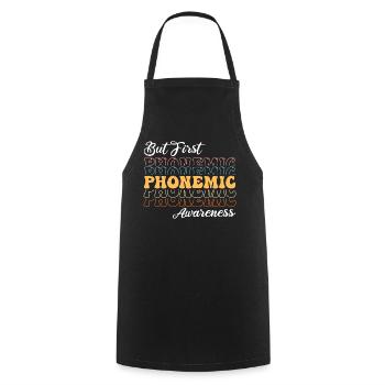 Phonemische Bewusstheit zuerst - Kochschürze - Schwarz - Vorne - AI Model Male 185 dark (185cm)