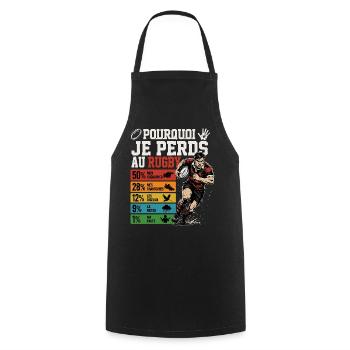 Rugby Pourquoi Je Perds Au Rugby - Tablier de cuisine - noir - Devant - AI Model Male 185 dark (185cm)