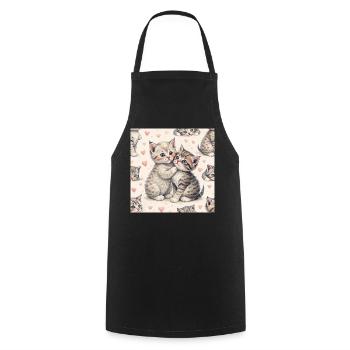 Pastel Kittens Heartfelt Hug - Cooking Apron - black - Front - AI Model Male 185 dark (185cm)