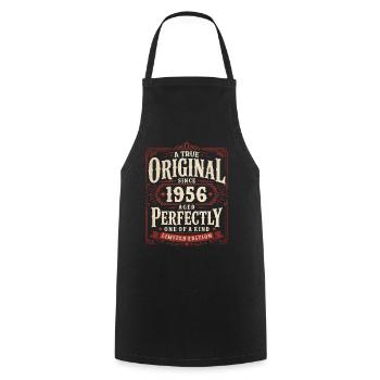 Cadeau de 70e anniversaire Millésime original 1956 - Tablier de cuisine - noir - Devant - AI Model Male 185 dark (185cm)