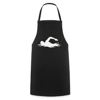 Swimmers silhouette in the water - Cooking Apron - black - Front - AI Model Male 185 dark (185cm)