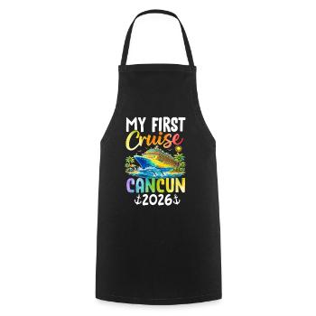 Ma première croisière Cancún 2026 - Tablier de cuisine - noir - Devant - AI Model Male 185 dark (185cm)