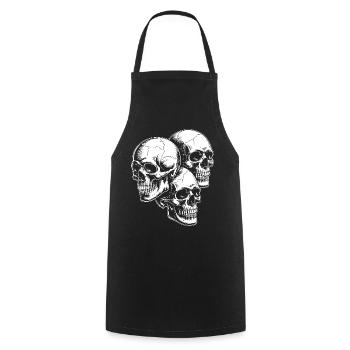 Skull Trio - Kochschürze - Schwarz - Vorne - AI Model Male 185 dark (185cm)