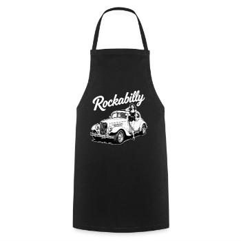Rockabilly Pin-Up & Hot Rod Oldtimer Design - Kochschürze - Schwarz - Vorne - AI Model Male 185 dark (185cm)