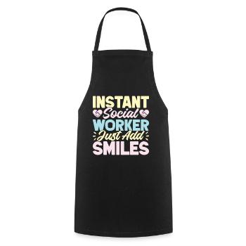 Social Worker Quota Just Add Smiles Social Work - Cooking Apron - black - Front - AI Model Male 185 dark (185cm)