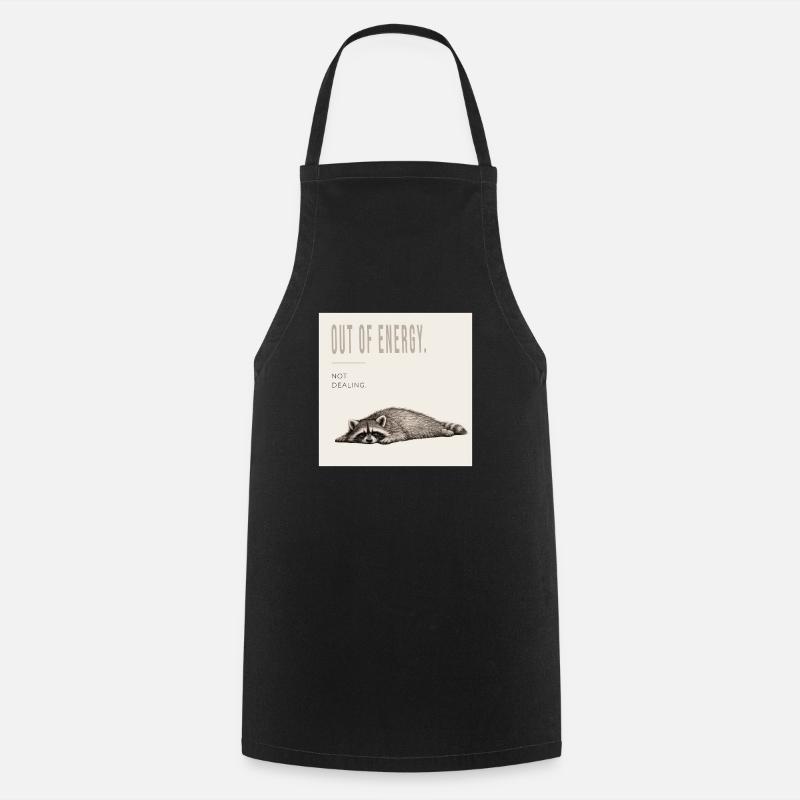 Need Coffee Lazy Raccoon Meme - Cooking Apron - black