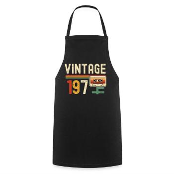 VINTAGE 1970 Cassette Bandes - Tablier de cuisine - noir - Devant - AI Model Male 185 dark (185cm)
