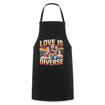 Love Is Diverse Pride Regenbogen - Kochschürze - Schwarz - Vorne - AI Model Male 185 dark (185cm)