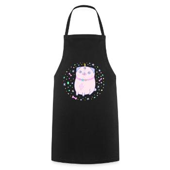 Pugicorne Licorne Rose Carlin - Tablier de cuisine - noir - Devant - AI Model Male 185 dark (185cm)