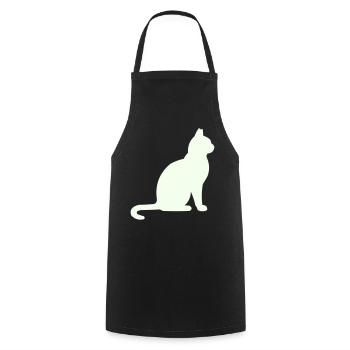 Moonlit Night Cat Silhouette - Cooking Apron - black - Front - AI Model Male 185 dark (185cm)
