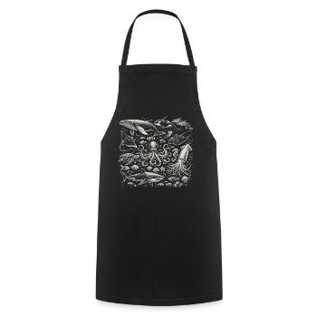 Vintage Ocean: Sea Animal Engraving - Cooking Apron - black - Front - AI Model Male 185 dark (185cm)