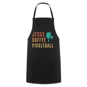 Jesus Coffee Pickleball - Kochschürze - Schwarz - Vorne - AI Model Male 185 dark (185cm)