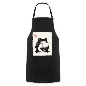 Japanisches Grumpy Frog Ramen-Nudelfest - Kochschürze - Schwarz - Vorne - AI Model Male 185 dark (185cm)