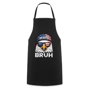 Bruh Patriotic Fourth July Meme Humor - Cooking Apron - black - Front - AI Model Male 185 dark (185cm)