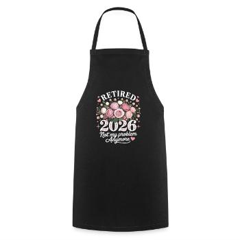Ruhestand 2026 Floral - Kochschürze - Schwarz - Vorne - AI Model Male 185 dark (185cm)
