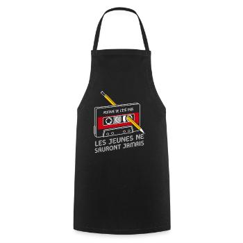 Fans des Années 80 Cadeau humour personnalisé - Tablier de cuisine - noir - Devant - AI Model Male 185 dark (185cm)