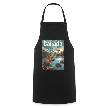 Natural Wonders of Canada Landscape by the Lake with Beaver - Cooking Apron - black - Front - AI Model Male 185 dark (185cm)