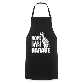 I'll be in the garage Car lover car guy mechanic - Kochschürze - Schwarz - Vorne - AI Model Male 185 dark (185cm)