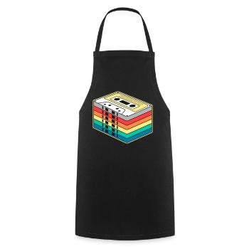 Vibrant Rainbow Cassette Tape - Cooking Apron - black - Front - AI Model Male 185 dark (185cm)