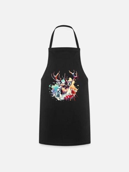 Rentier Geschenk - Kochschürze - Schwarz