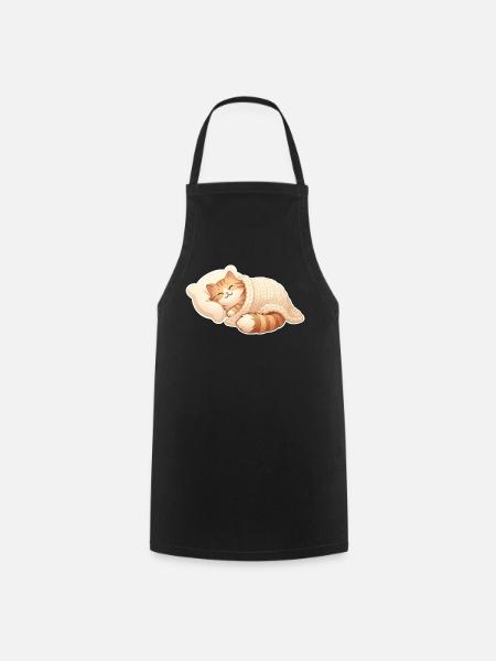 Katze Schlafen - Kochschürze - Schwarz