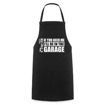 Je serai au garage Amoureux de voitures mec - Tablier de cuisine - noir - Devant - AI Model Male 185 dark (185cm)