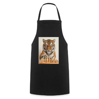 Le tigre jouant aux échecs - Tablier de cuisine - noir - Devant - AI Model Male 185 dark (185cm)