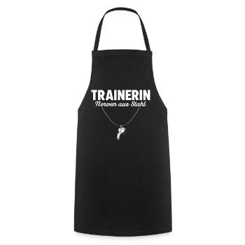 Trainerin Nerven aus Stahl Fußballtrainerin - Kochschürze - Schwarz - Vorne - AI Model Male 185 dark (185cm)