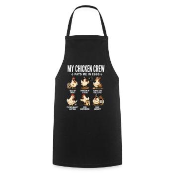 Mon équipe de poulets me paie avec des œufs. - Tablier de cuisine - noir - Devant - AI Model Male 185 dark (185cm)