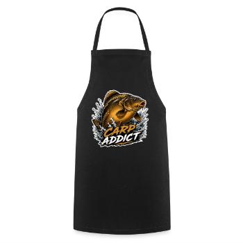 Carp Addict Mirror Carp Fishing Design - Cooking Apron - black - Front - AI Model Male 185 dark (185cm)