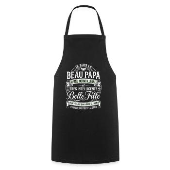 Cadeau Beau Papa Belle Fille Humour - Tablier de cuisine - noir - Devant - AI Model Male 185 dark (185cm)