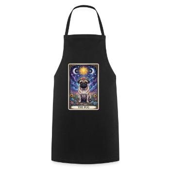 Illustration du Tarot Soleil-Lune Carlin - Tablier de cuisine - noir - Devant - AI Model Male 185 dark (185cm)