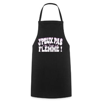 J’peux pas j’ai trop la flemme rose - Tablier de cuisine - noir - Devant - AI Model Male 185 dark (185cm)