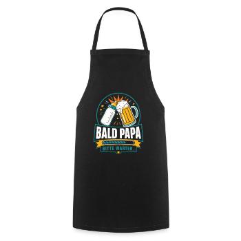 Bald Papa Bitte Warten – Bier Humor - Kochschürze - Schwarz - Vorne - AI Model Male 185 dark (185cm)