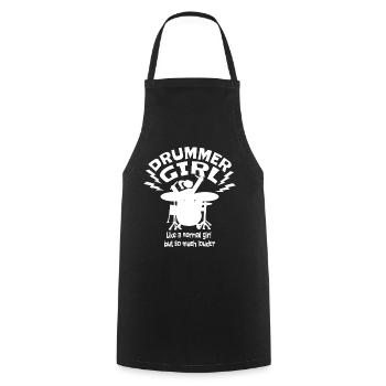 Drummer_Girl_Neu_1 - Cooking Apron - black - Front - AI Model Male 185 dark (185cm)