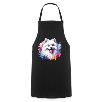 Motif spitz poméranien - Tablier de cuisine - noir - Devant - AI Model Male 185 dark (185cm)