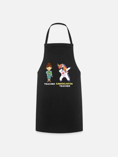 Kindergarten Teacher Dabbing Unicorn - Cooking Apron - black